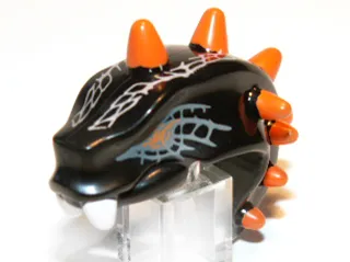 Minifigure, Head, Modified Snake with Orange Horns and Silver Scales Pattern (Bytar)