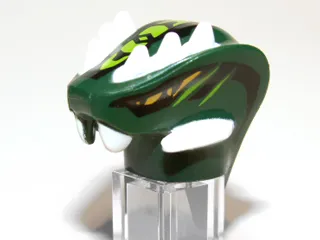 Minifigure, Head, Modified Snake with Horns and Lime Scales Pattern (Acidicus)
