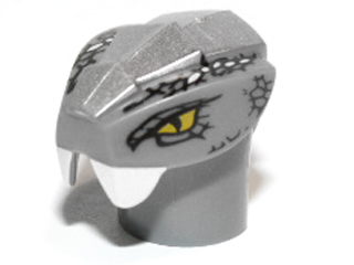 Minifigure, Head, Modified Snake with Silver Scales Pattern (Chokun)