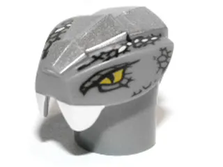 Minifigure, Head, Modified Snake with Silver Scales Pattern (Chokun)