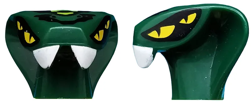 Minifigure, Head, Modified Snake with 4 Yellow Eyes and Lime Scales Pattern (Spitta)