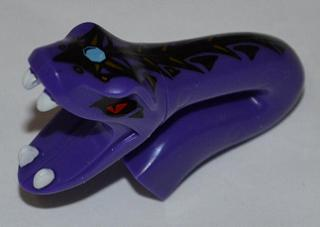 Minifigure, Head, Modified Snake Long Neck with Open Mouth and Black and Gold Scales Pattern (Pythor)