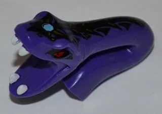 Minifigure, Head, Modified Snake Long Neck with Open Mouth and Black and Gold Scales Pattern (Pythor)