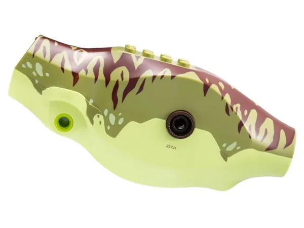 Dinosaur Body Tyrannosaurus rex with Olive Green Top with Dark Red Stripes Pattern