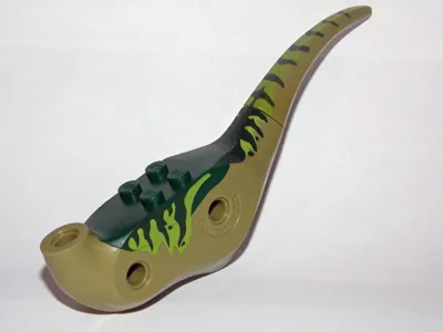 Dinosaur Body Raptor with Dark Green Top with Lime Stripes on Sides Pattern