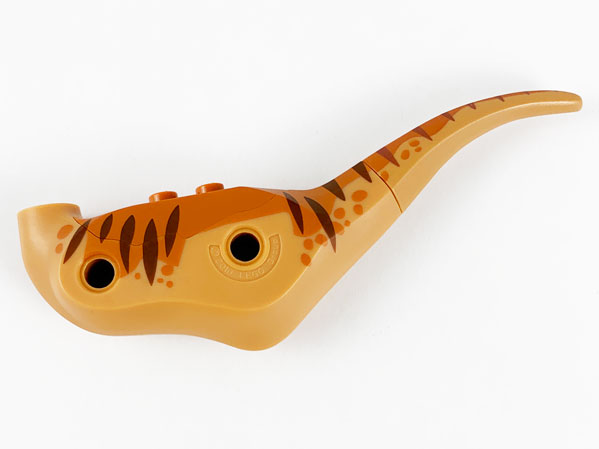 Dinosaur Body Raptor with Dark Orange Top and Dark Brown Stripes Pattern