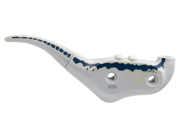 Dinosaur Body Raptor with Wide Dark Blue Stripe, Narrow Tan Stripes Pattern