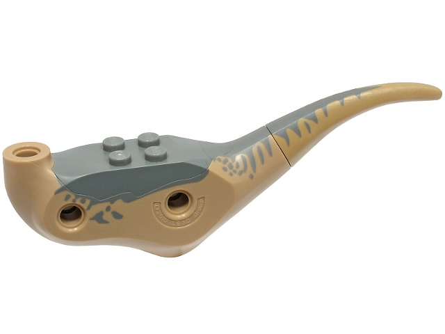 Dinosaur Body Raptor with Dark Bluish Gray Top, Stripes and Spots Pattern