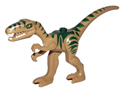 Dinosaur Coelophysis / Gallimimus with Dark Green Stripes and Yellow Eyes Pattern