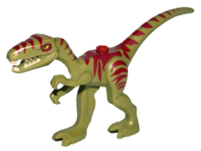 Dinosaur Coelophysis / Gallimimus with Dark Red Stripes and Yellow Eyes Pattern