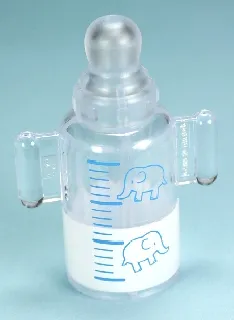 Duplo Utensil Baby Bottle with Smooth Handles with Baby Elephants and Scale Lines Pattern