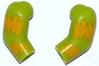 Arm, (Matching Left and Right) Pair with Bright Light Orange Tie-Dyed Stripes Pattern