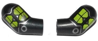 Arm, (Matching Left and Right) Pair with Lime Markings and Silver Circle and Lines Pattern