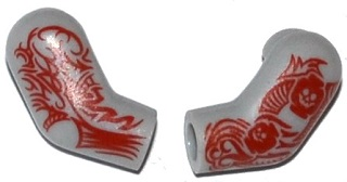 Arm, (Matching Left and Right) Pair with Red Tattoo Pattern