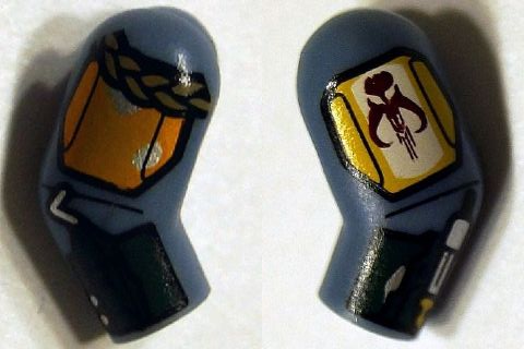 Arm, (Matching Left and Right) Pair with Shoulder Armor with Black Lines, Braid, Dark Green Gauntlets with Rocket Launcher and Flamethrower Pattern