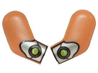 Arm, (Matching Left and Right) Pair with Silver Gauntlets with Lime Jewels Pattern