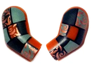 Arm, (Matching Left and Right) Pair with Dark Green and Sand Green Patchwork with Copper Filigree Pattern