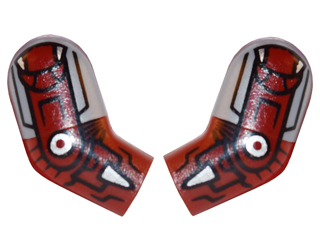 Arm, (Matching Left and Right) Pair with Flat Silver Shoulder and Iron Man Armor Pattern