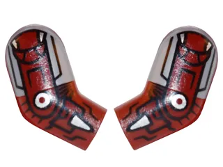 Arm, (Matching Left and Right) Pair with Flat Silver Shoulder and Iron Man Armor Pattern