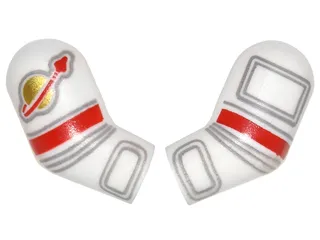 Arm, (Matching Left and Right) Pair with Astronaut Spacesuit Panels, Gold Classic Space Logo, Red Stripe and 4 Light Bluish Gray Lines Pattern