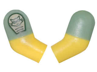 Arm, (Matching Left and Right) Pair with Sand Green Short Sleeves and Uniform Raccoon Face Patch Pattern