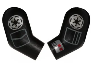 Arm, (Matching Left and Right) Pair with Silver SW Imperial Logo, Dark Bluish Gray Pockets and Compad with Red Squares Pattern
