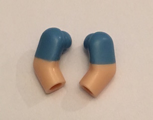 Arm, (Matching Left and Right) Pair with Molded Medium Blue Short Sleeves  Pattern