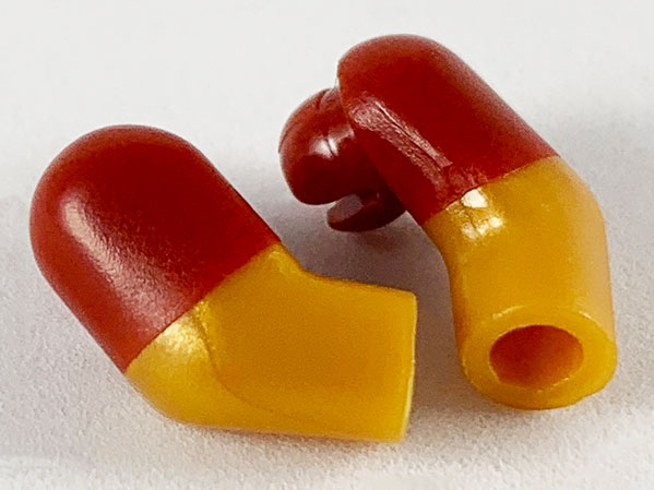 Arm, (Matching Left and Right) Pair with Molded Dark Red Short Sleeves  Pattern