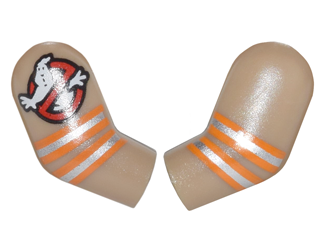 Arm, (Matching Left and Right) Pair with Ghostbusters Logo and Orange and Silver Stripes Pattern