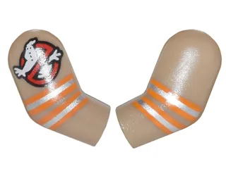 Arm, (Matching Left and Right) Pair with Ghostbusters Logo and Orange and Silver Stripes Pattern