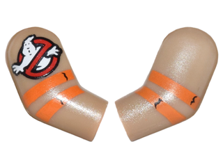 Arm, (Matching Left and Right) Pair with Ghostbusters Logo and Orange Stripes Pattern