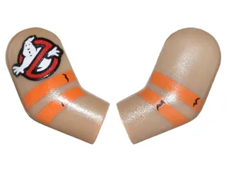 Arm, (Matching Left and Right) Pair with Ghostbusters Logo and Orange Stripes Pattern