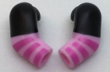 Arm, (Matching Left and Right) Pair with Black Short Sleeves and Dark Pink Stripes Pattern