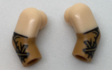 Arm, (Matching Left and Right) Pair with Light Nougat Short Sleeves and Black Stitched Fur Cuffs Pattern