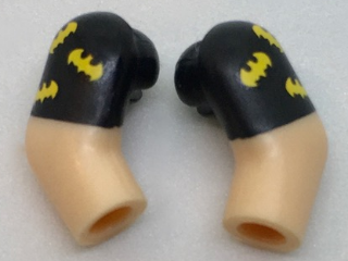 Arm, (Matching Left and Right) Pair with Black Short Sleeves and 3 Yellow Bats Pattern