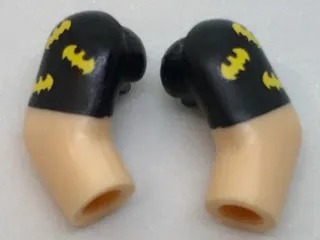 Arm, (Matching Left and Right) Pair with Black Short Sleeves and 3 Yellow Bats Pattern