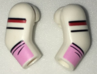 Arm, (Matching Left and Right) Pair, Black and White Shoulder Stripes and Bright Pink Glove Cuffs Pattern