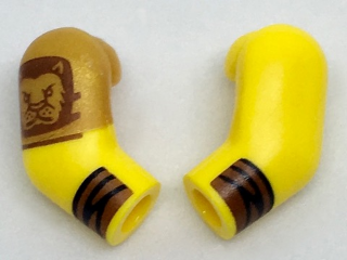 Arm, (Matching Left and Right) Pair with Wrapped Cuffs and Lion Head on Pearl Gold Right Short Sleeve Pattern