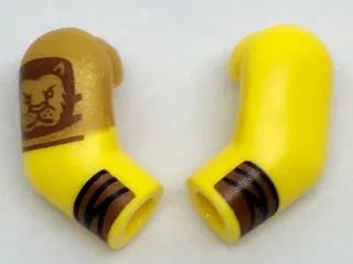 Arm, (Matching Left and Right) Pair with Wrapped Cuffs and Lion Head on Pearl Gold Right Short Sleeve Pattern