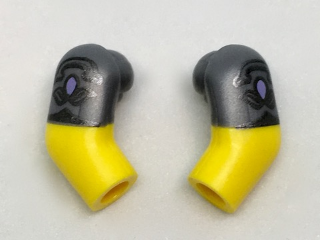 Arm, (Matching Left and Right) Pair with Flat Silver Short Sleeves with Flowers Pattern