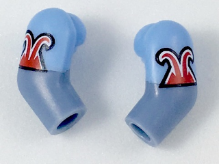 Arm, (Matching Left and Right) Pair with Bright Light Blue Short Sleeves with Red Trim Pattern