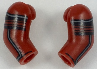 Arm, (Matching Left and Right) Pair with Black and Dark Bluish Gray Stripes Pattern