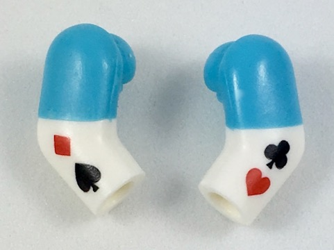 Arm, (Matching Left and Right) Pair with Medium Azure Short Sleeves and Playing Card Suit Symbols Pattern