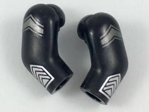 Arm, (Matching Left and Right) Pair with Flat Silver Chevron and Silver Cuff Pattern