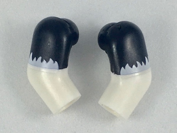 Arm, (Matching Left and Right) Pair with Black Short Sleeves with White Fur Fringe Pattern