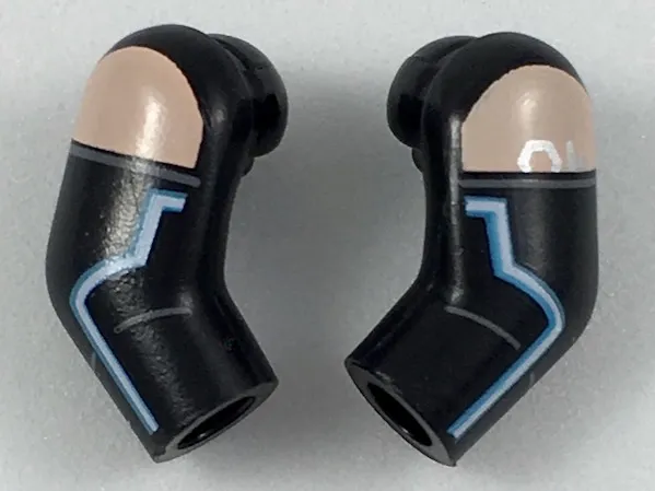 Arm, (Matching Left and Right) Pair with Light Nougat Shoulder and Blue Line Pattern
