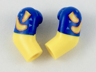 Arm, (Matching Left and Right) Pair with Molded Blue Short Sleeves and Printed Bananas and Bright Light Blue Triangles Pattern