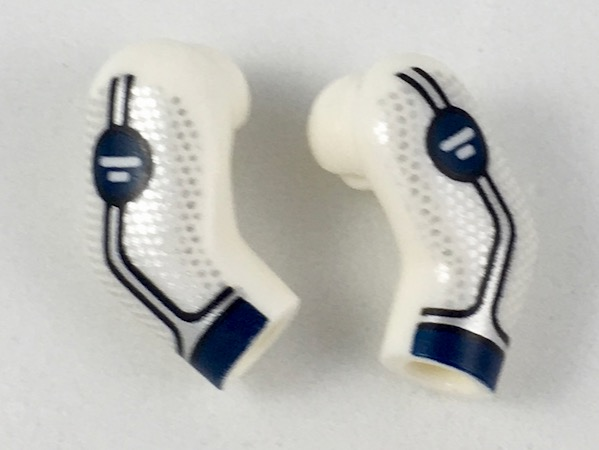 Arm, (Matching Left and Right) Pair with Dark Blue Cuffs, Water Symbols on Circles, Silver Trim and Dots Pattern