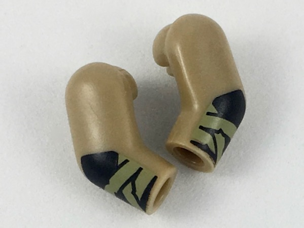 Arm, (Matching Left and Right) Pair with Black Gloves, Olive Green Wrappings Pattern