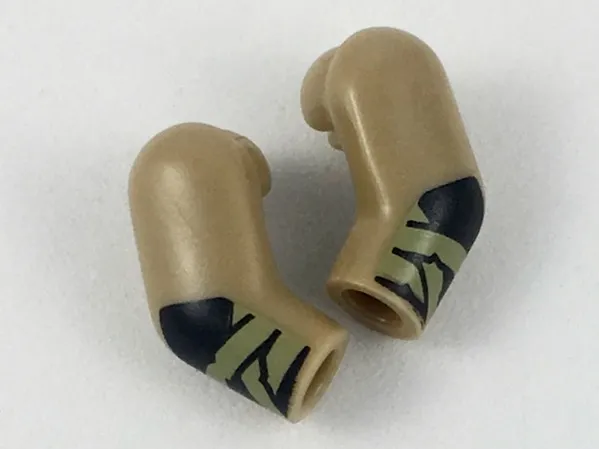 Arm, (Matching Left and Right) Pair with Black Gloves, Olive Green Wrappings Pattern
